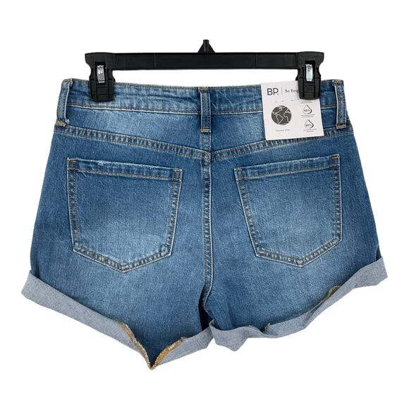 BP. shorts mid rise denim cuffed blue size 27 - Picture 2 of 3